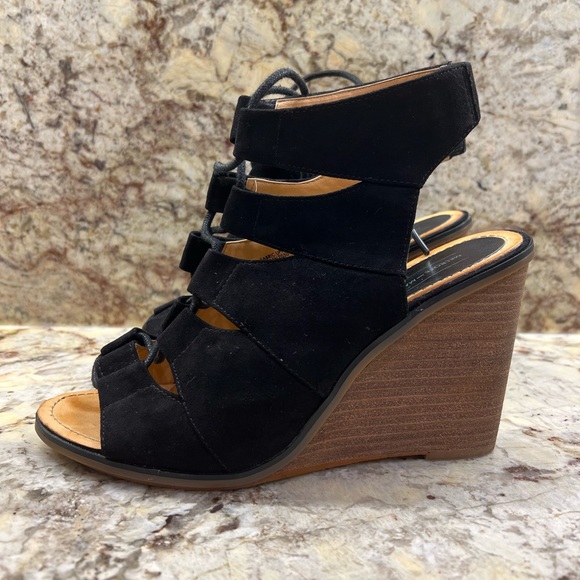 Melrose and Market • Black Suede Tie Up Wedges Size 9 - Picture 2 of 9